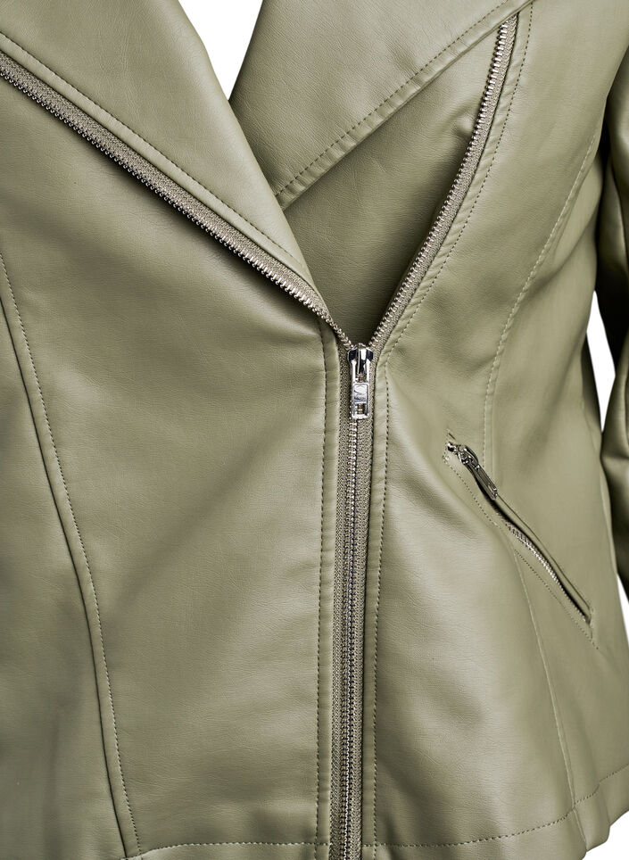 Veste biker en similicuir, Vert fonc&eacute;, Packshot image number 2