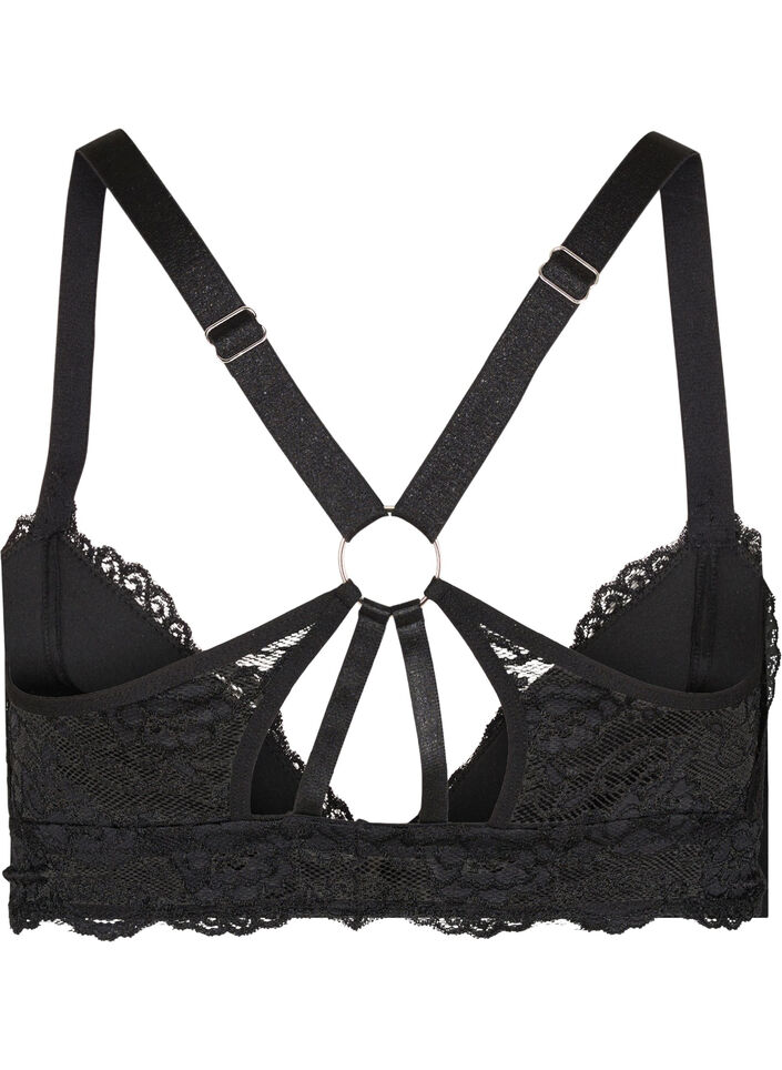 Soutien-gorge en dentelle avec détail au dos, Black, Packshot image number 1