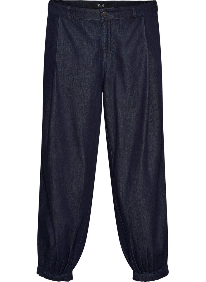 Jean balloon taille haute, Bleu, Packshot image number 0