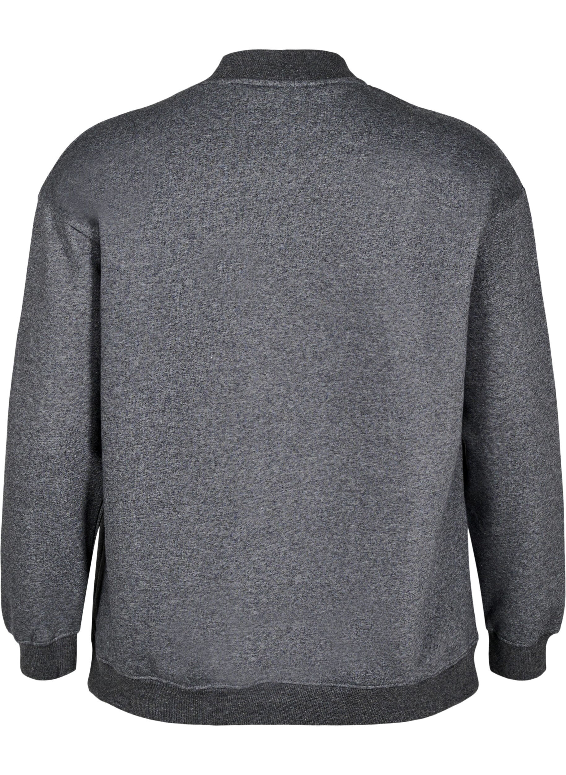 Zizzi Sweatshirt &agrave; col montant et manches longues, Gris anthracite, Packshot image number 1