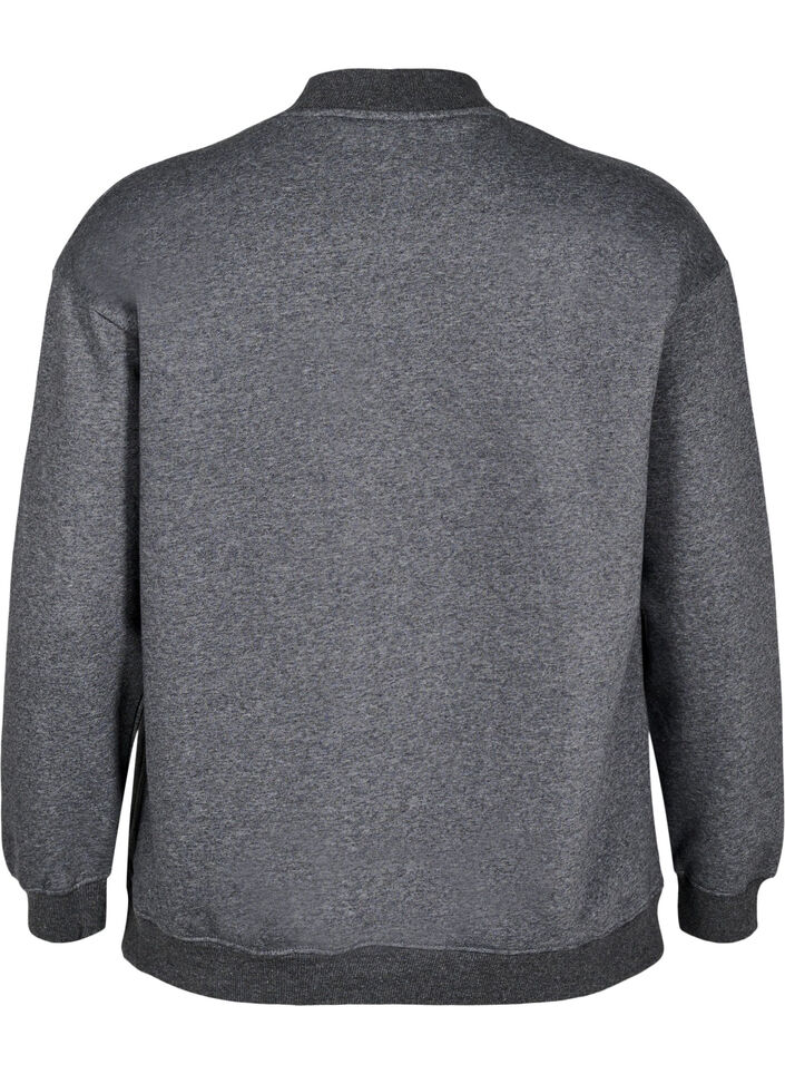 Sweat-shirt à col montant et manches longues, Gris anthracite, Packshot image number 1