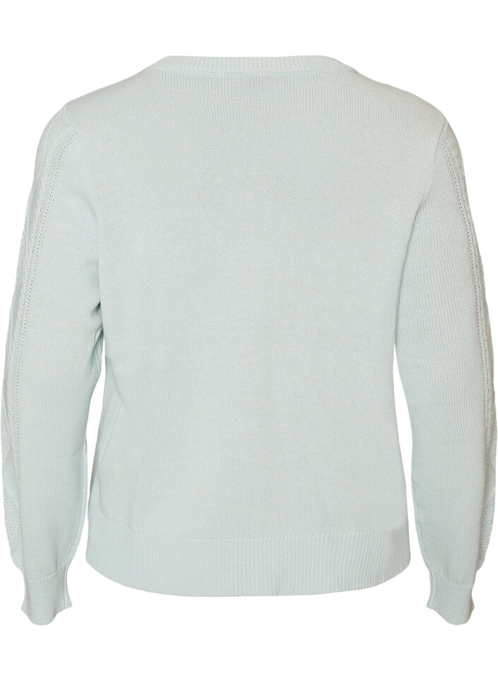 Cardigan en maille torsad&eacute;e avec boutons d&eacute;coratifs, Bleu Clair, Packshot image number 1