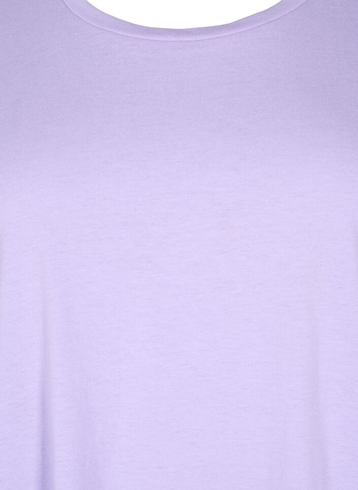 T-shirt &agrave; manches courtes en coton m&eacute;lang&eacute;, Violet, Packshot image number 2