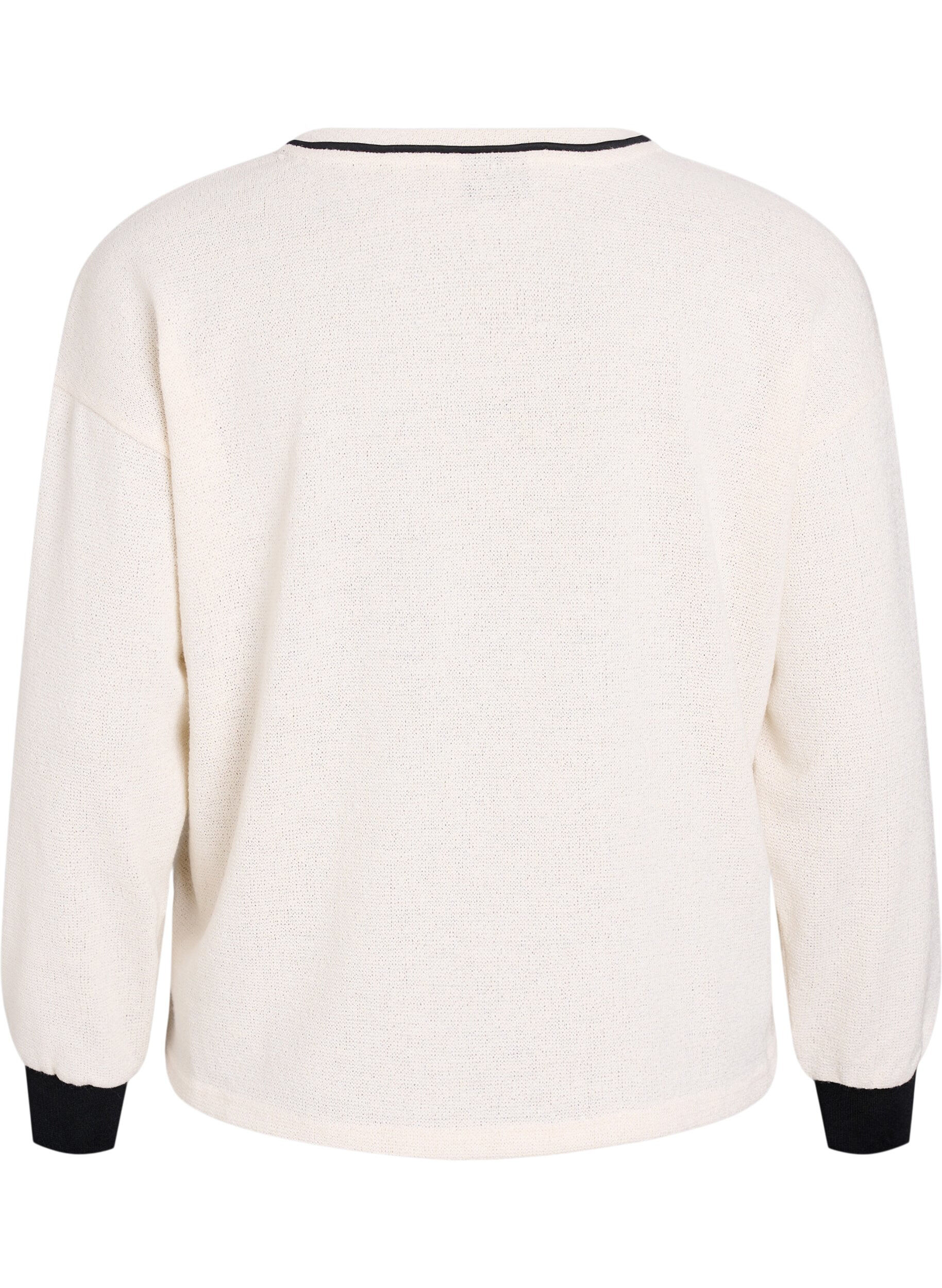 Zizzi Sweatshirt en jersey structur&eacute; avec imprim&eacute; sur le devant, Beige, Packshot image number 1