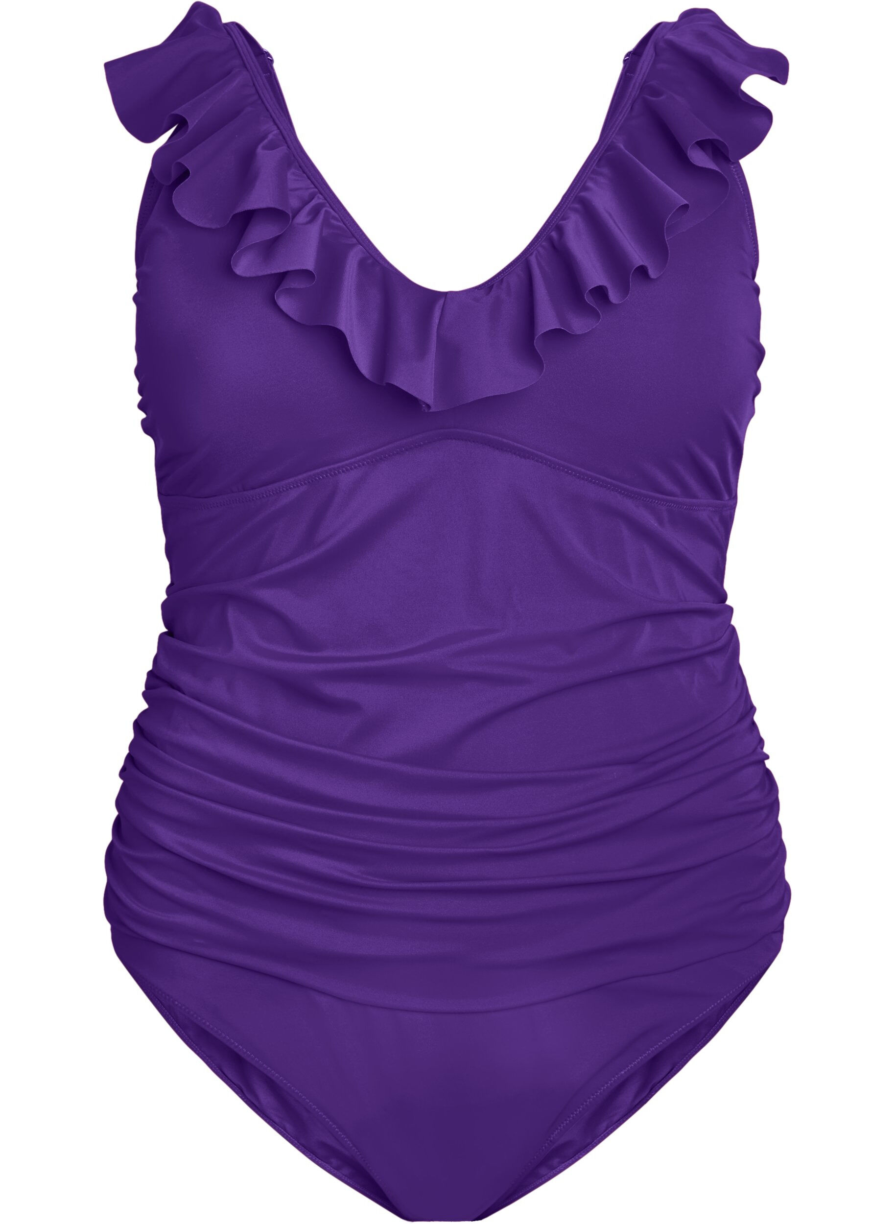 Zizzi Maillot de bain avec volants et coussinets amovibles, Violet, Packshot image number 0