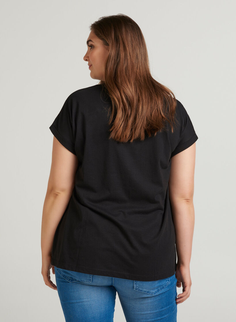 T-shirt en mélange coton, Black, Model image number 1