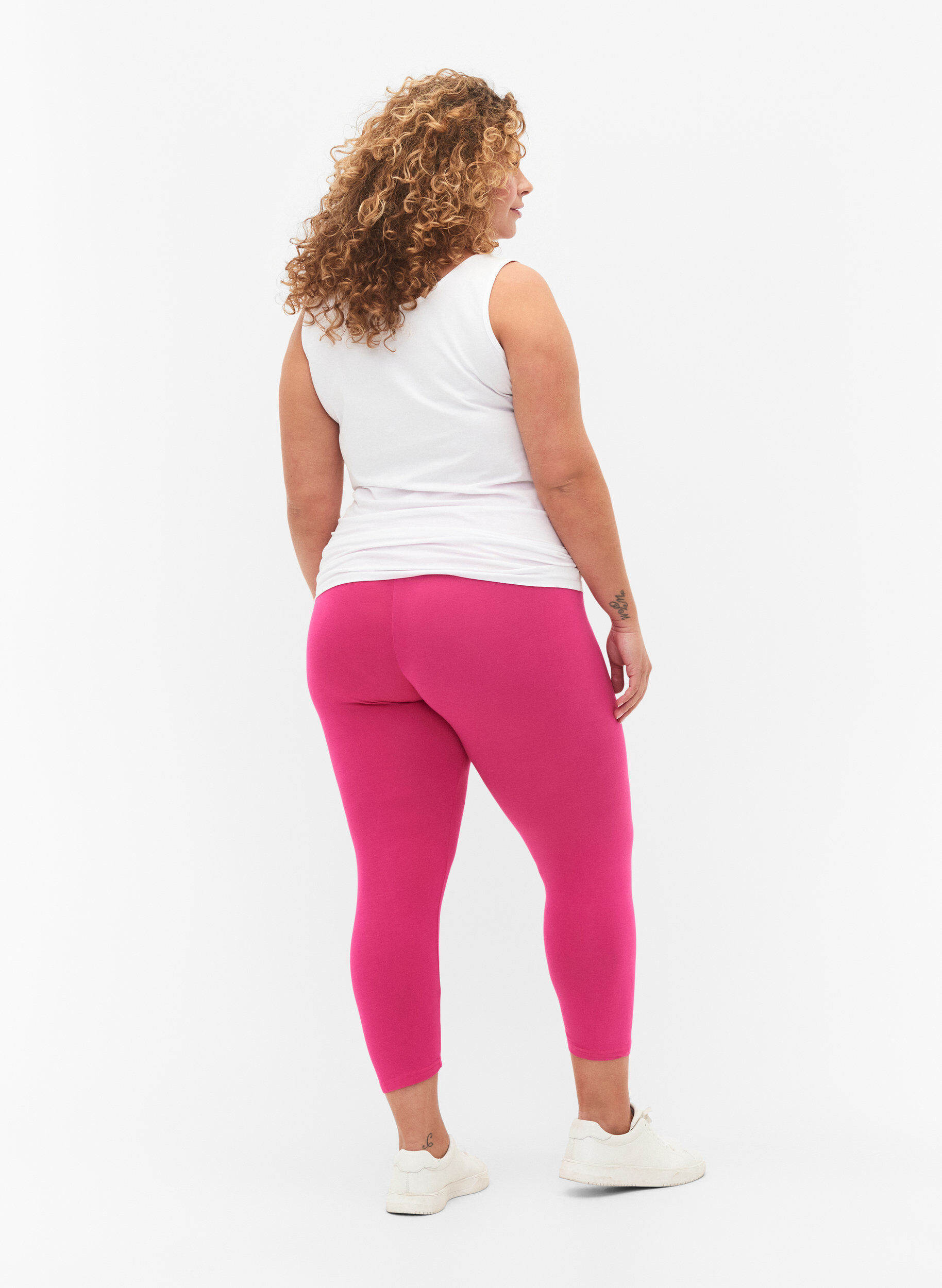 Zizzi Leggings basiques longueur 3/4 en viscose, Rose, Model image number 2