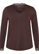 Blouse en viscose avec d&eacute;tails en dentelle et col en V, Marron, Packshot image number 0