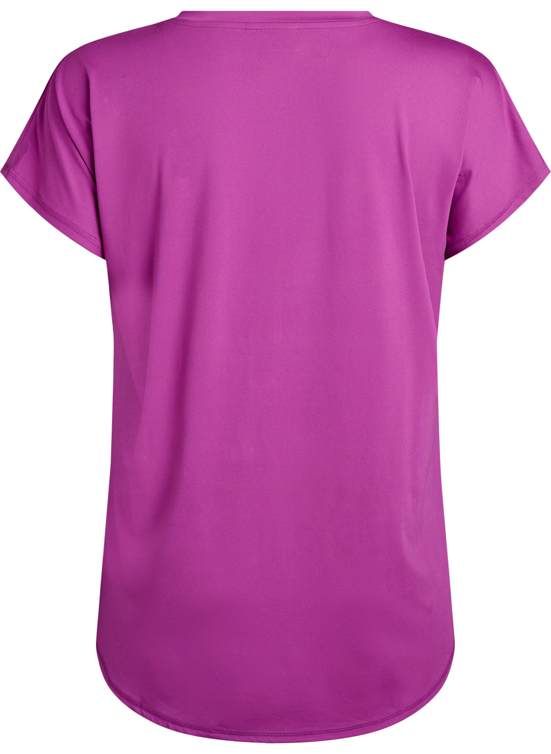 Zizzi T-shirt de sport &agrave; manches courtes et col en V, Violet, Packshot image number 1