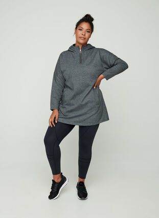 Sweatshirt long capuche, Dark Grey Melange, Model image number 2
