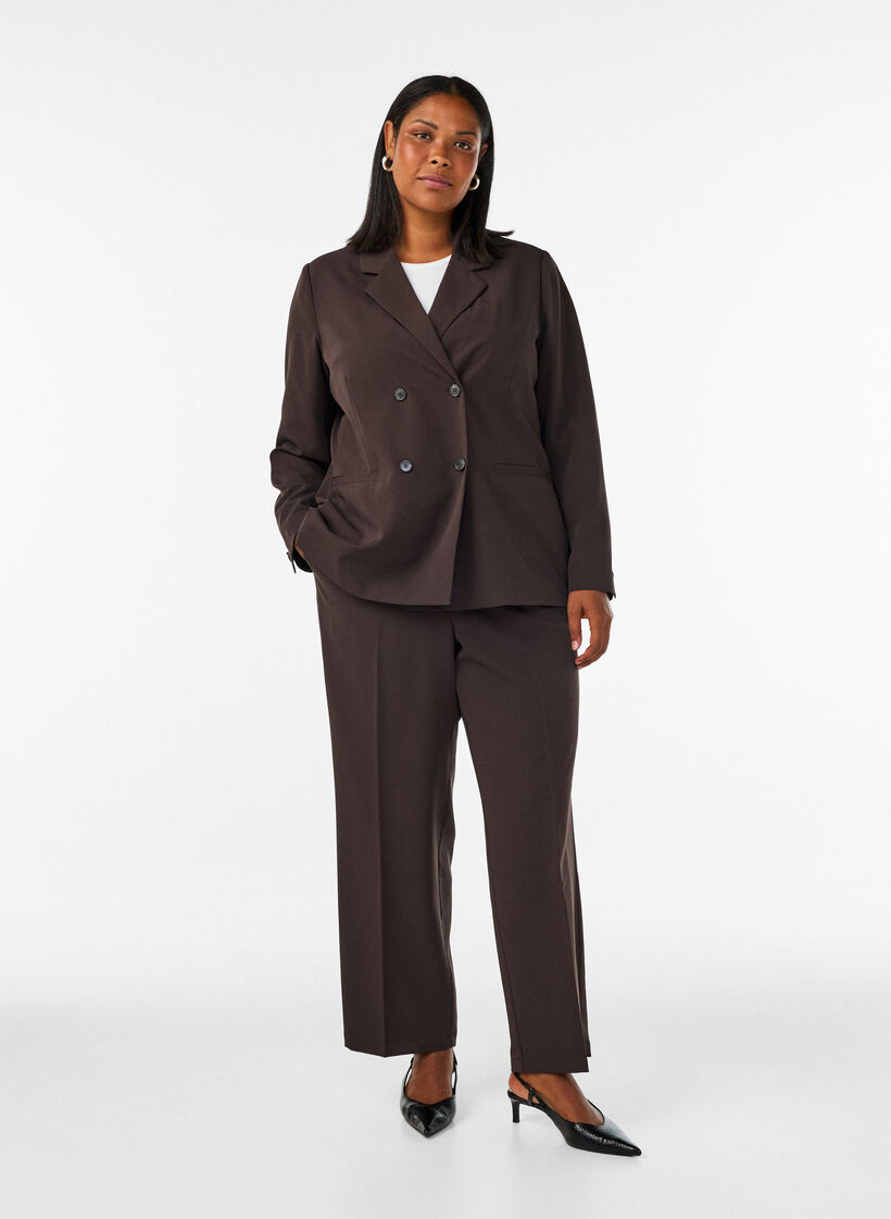 Blazer crois&eacute; &agrave; la coupe ample, Marron, Model image number 1