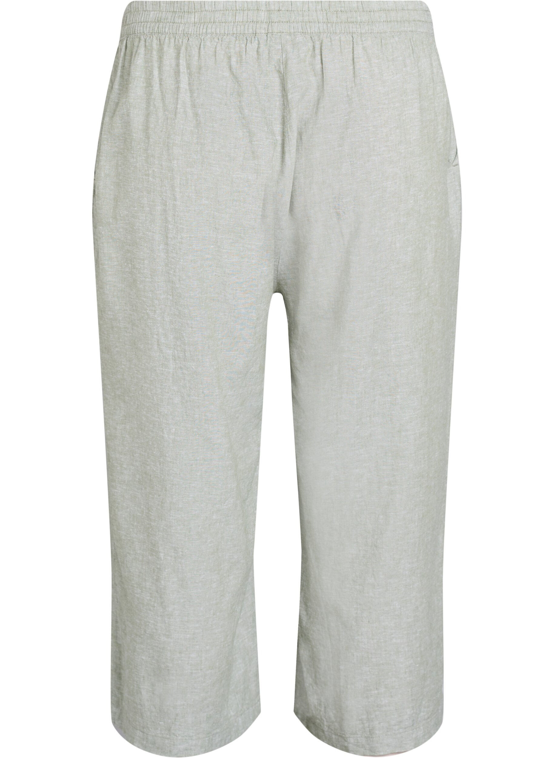 Zizzi Pantalons &eacute;chancr&eacute;s en lin et viscose, Vert, Packshot image number 1