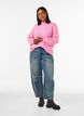 Pull c&ocirc;tel&eacute; &agrave; manches bouffantes et boutons, Rose, Model image number 1