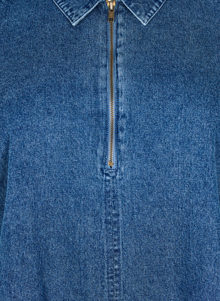 Petite robe en jean avec fermeture &eacute;clair et manches 3/4, Bleu, Packshot image number 2