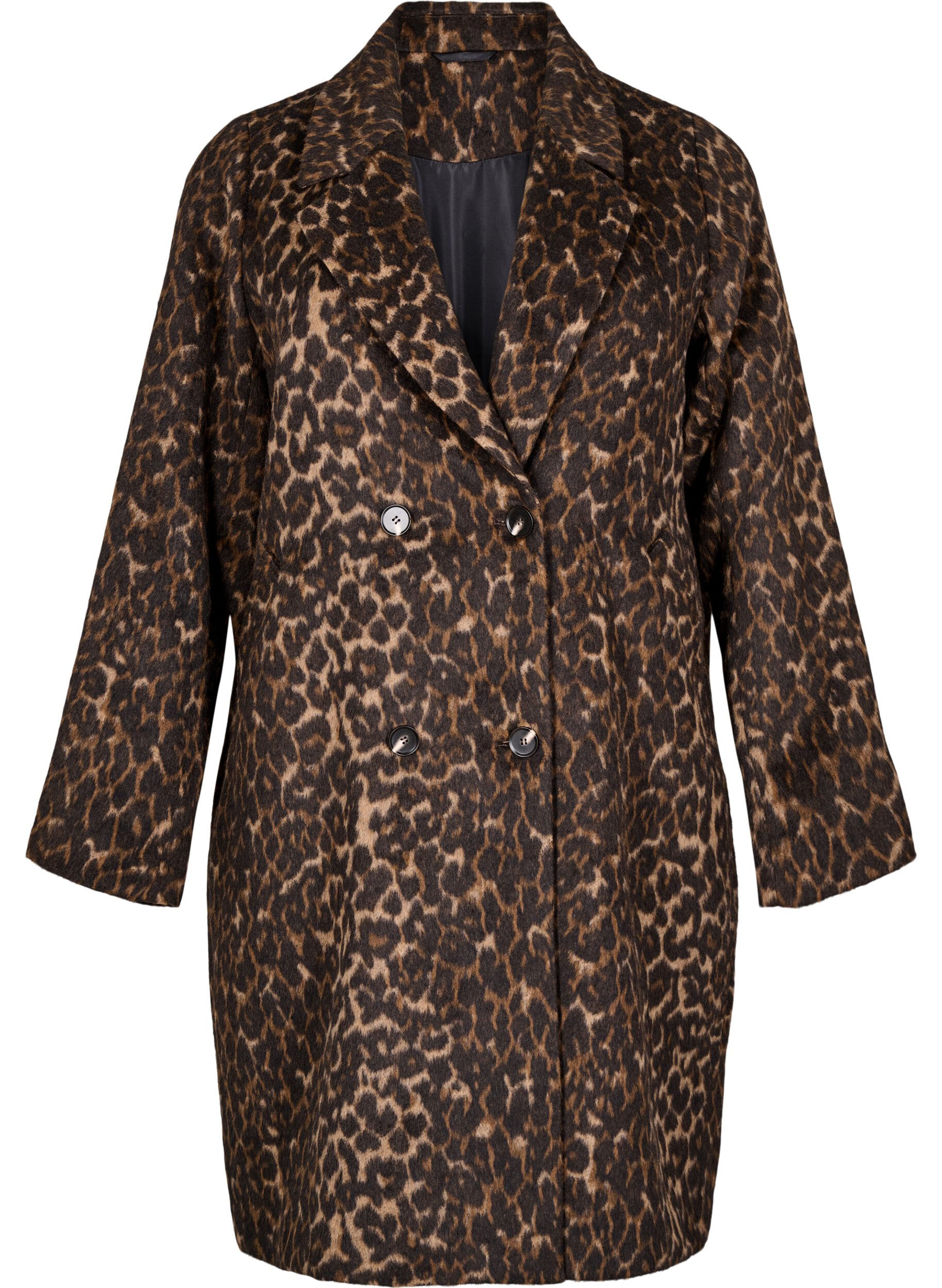 Manteau &agrave; imprim&eacute; l&eacute;opard avec boutonnage crois&eacute;