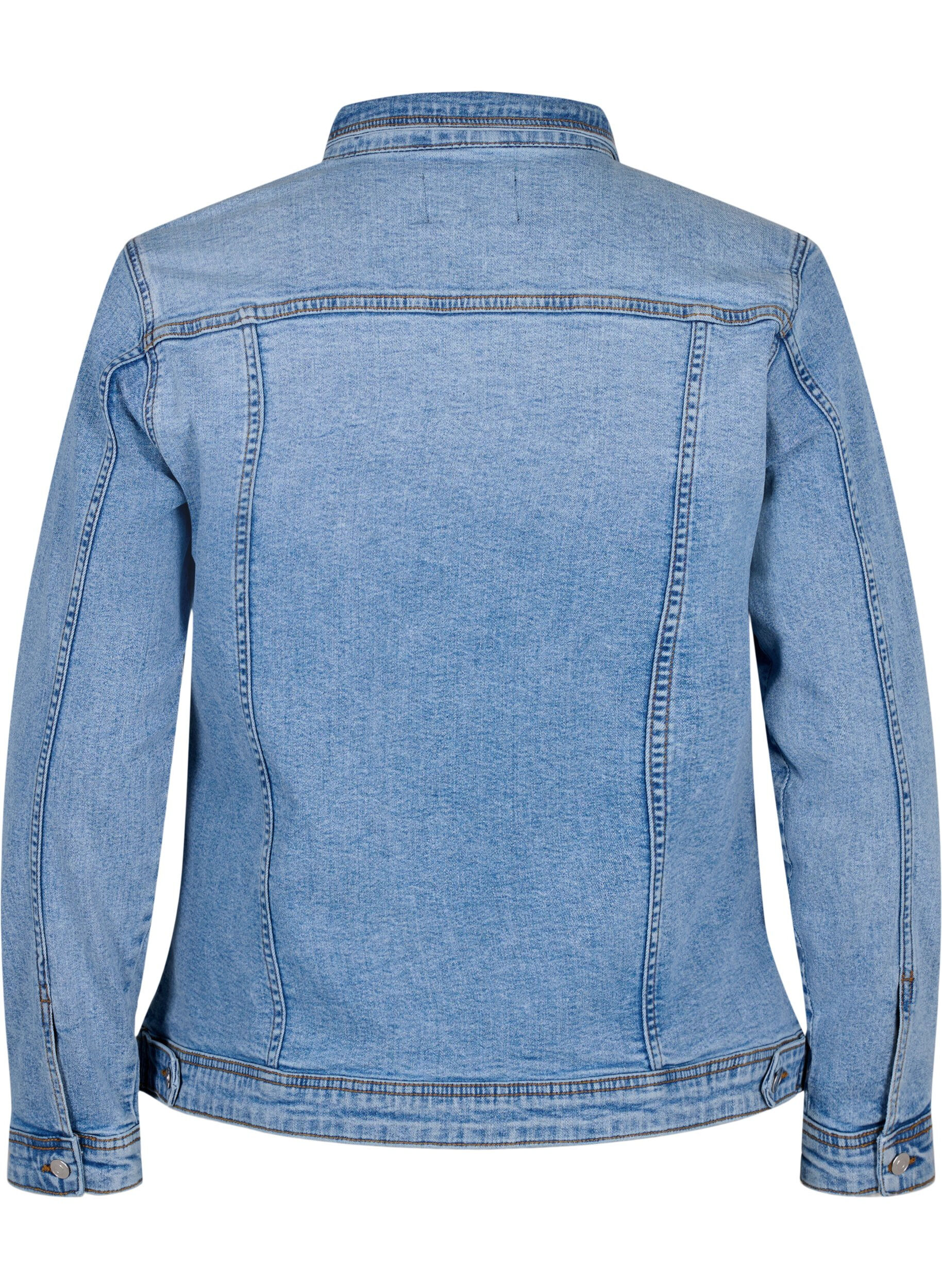 Zizzi Veste courte en jean en coton, Light blue denim, Packshot image number 1