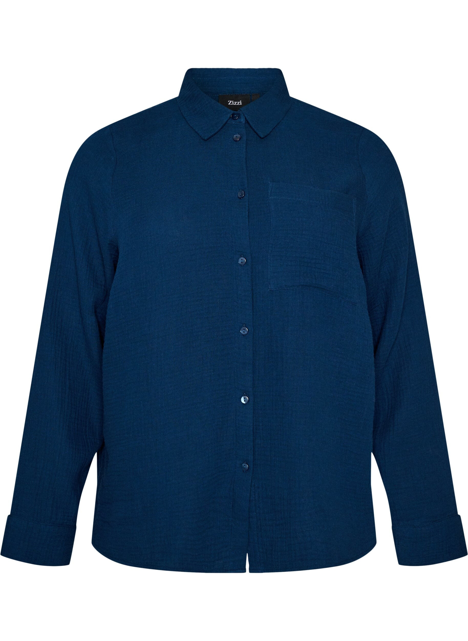 Chemise de nuit &agrave; manches longues en mousseline de coton