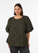Blouse en jacquard avec des manches bouffantes et une coupe &eacute;vas&eacute;e, Vert fonc&eacute;, Model image number 0
