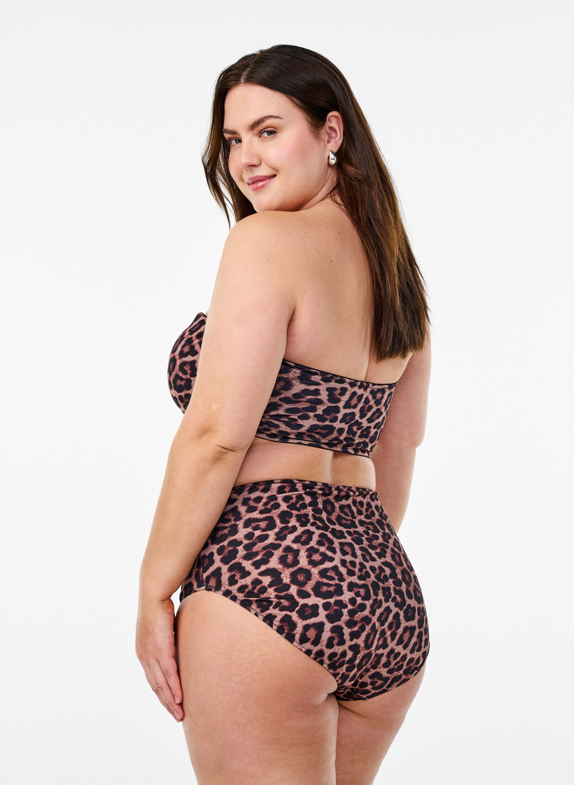 ZizziCulotte de bikini taille haute &agrave; imprim&eacute; floral, Marron, Model image number 1