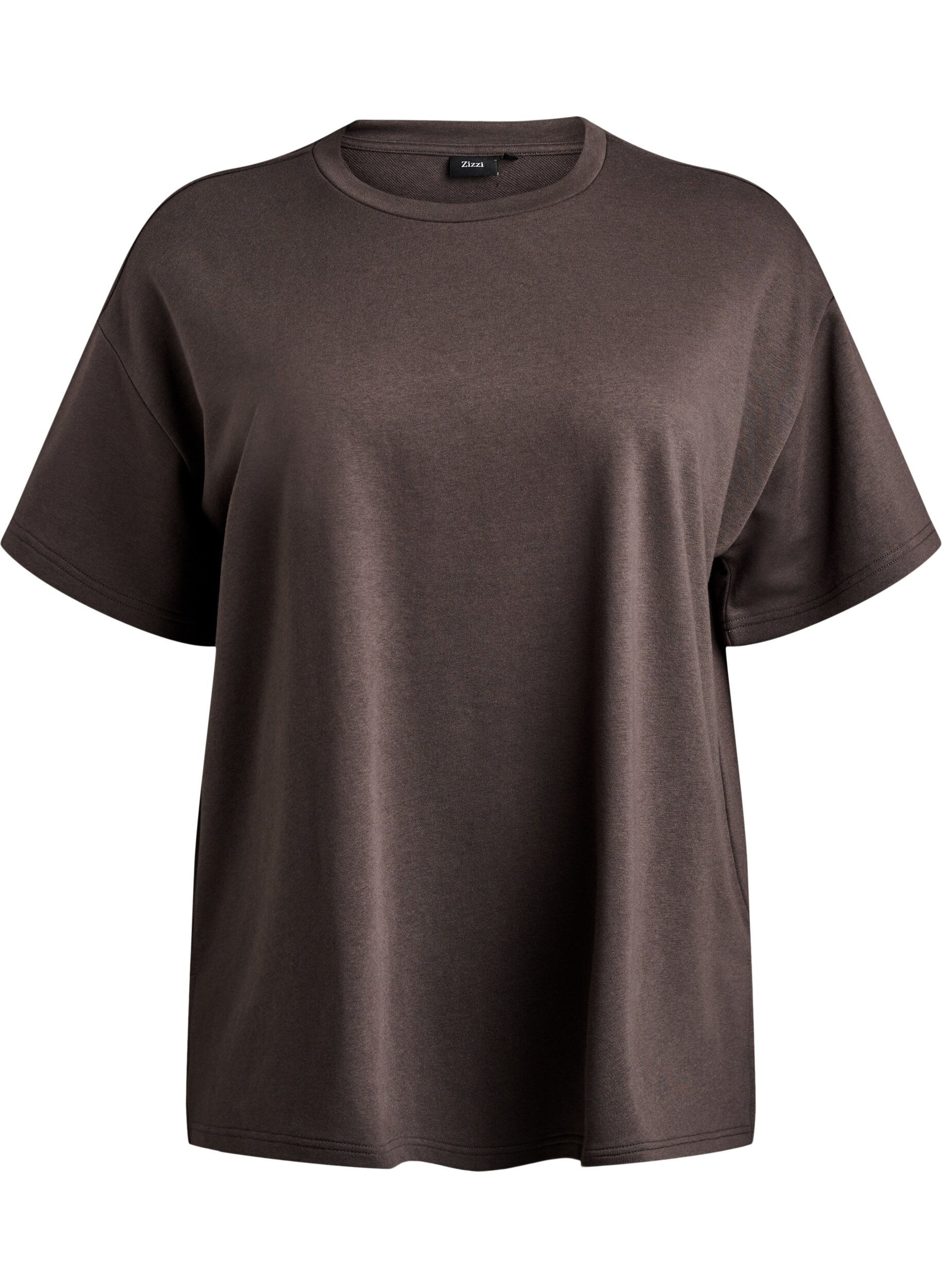 Zizzi T-shirt sweat oversize, Marron, Packshot image number 0