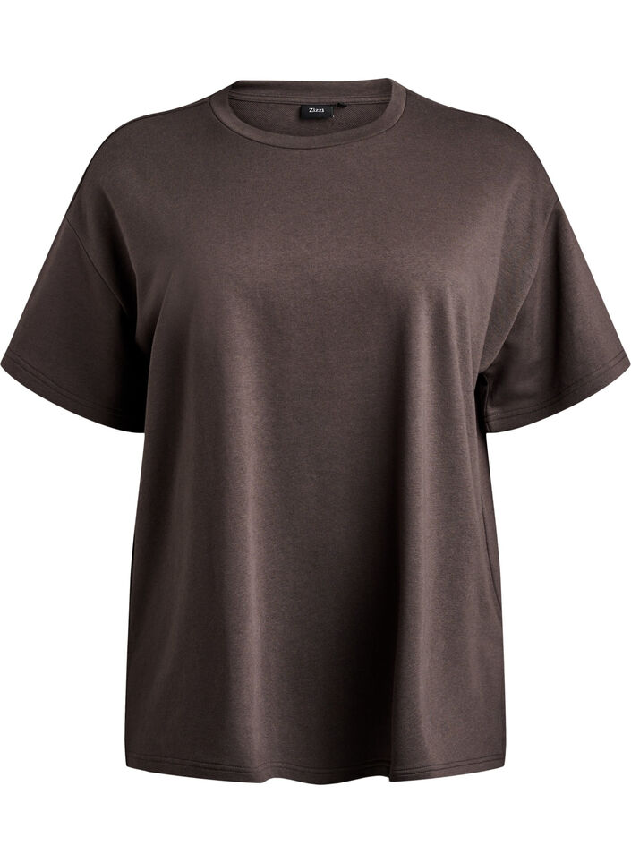T-shirt sweat oversize, Marron, Packshot image number 0