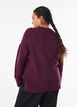 Blouse en maille avec motif c&ocirc;tel&eacute; en V et fentes, Violet, Model image number 2