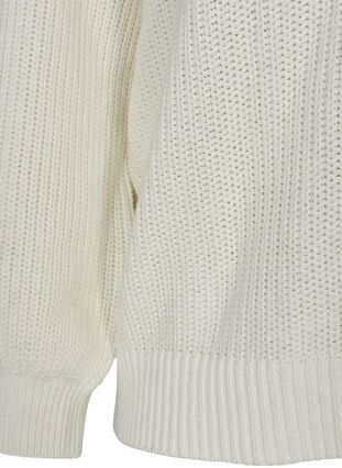 Pull en tricot à manches longues avec un motif de trous, Cloud Dancer Mel., Packshot image number 3