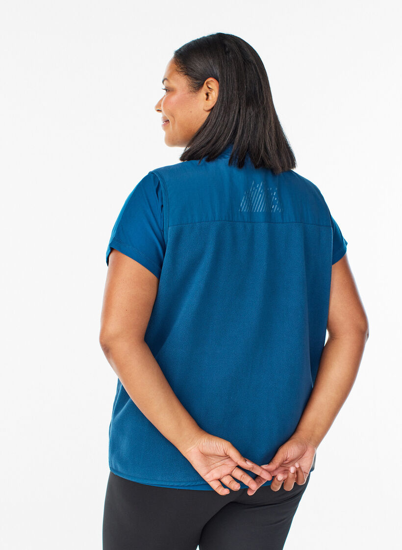 Gilet en polaire avec col montant et poches, Bleu, Model image number 2