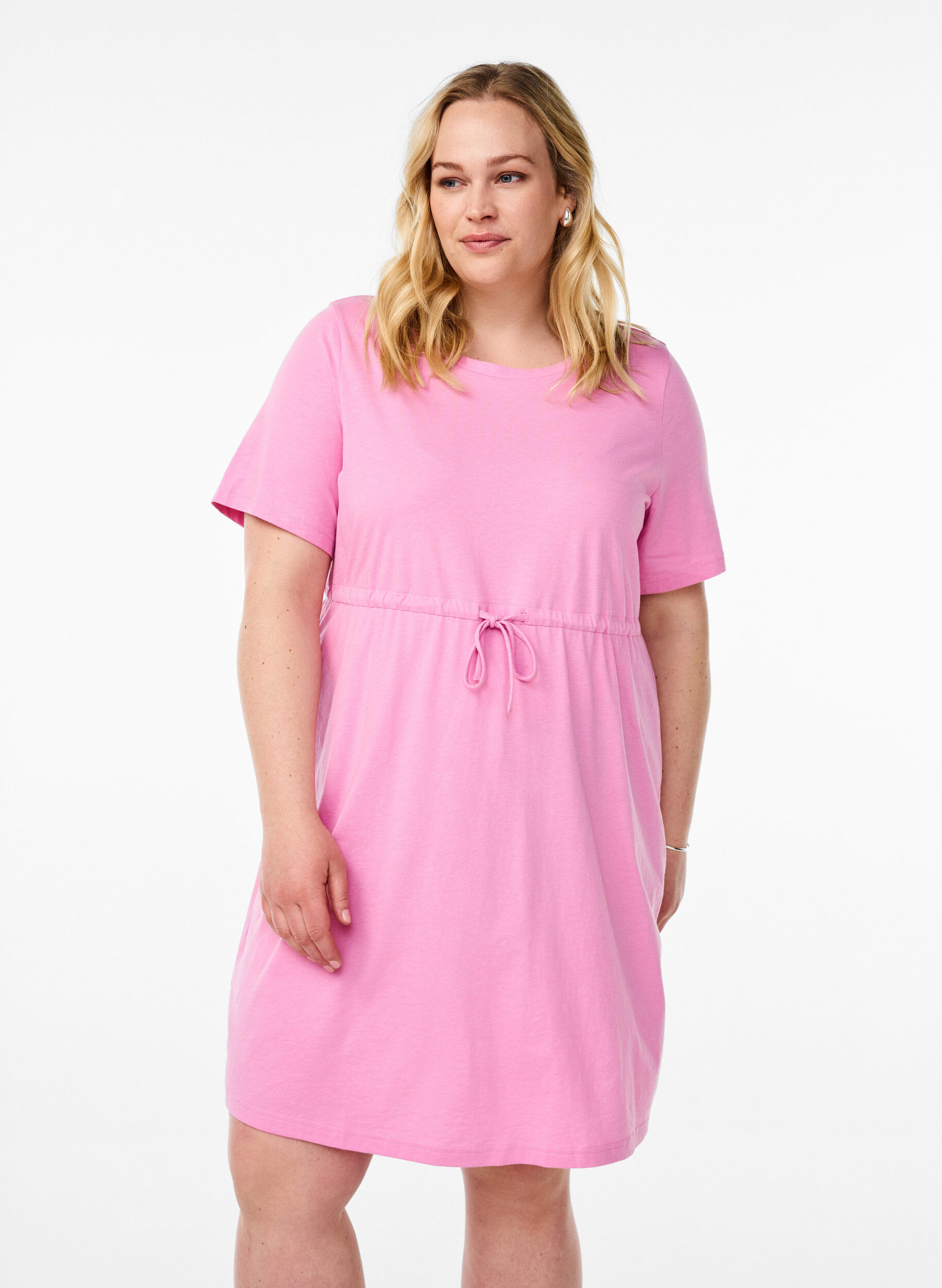 FLASH - Robe t-shirt courte avec ceinture &agrave; nouer, Rose, Model
