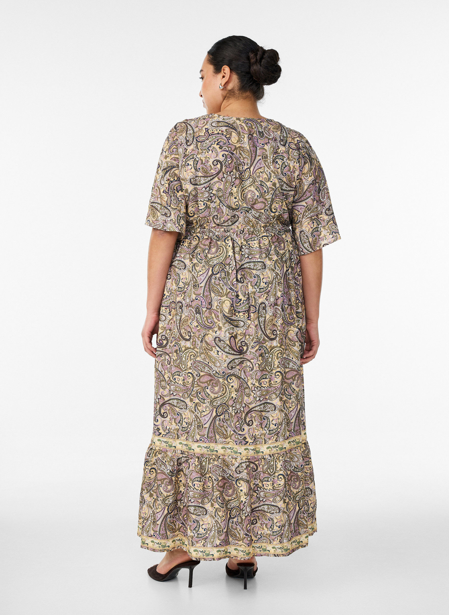 ZizziRobe longue en viscose &agrave; imprim&eacute; cachemire, Jaune, Model image number 1