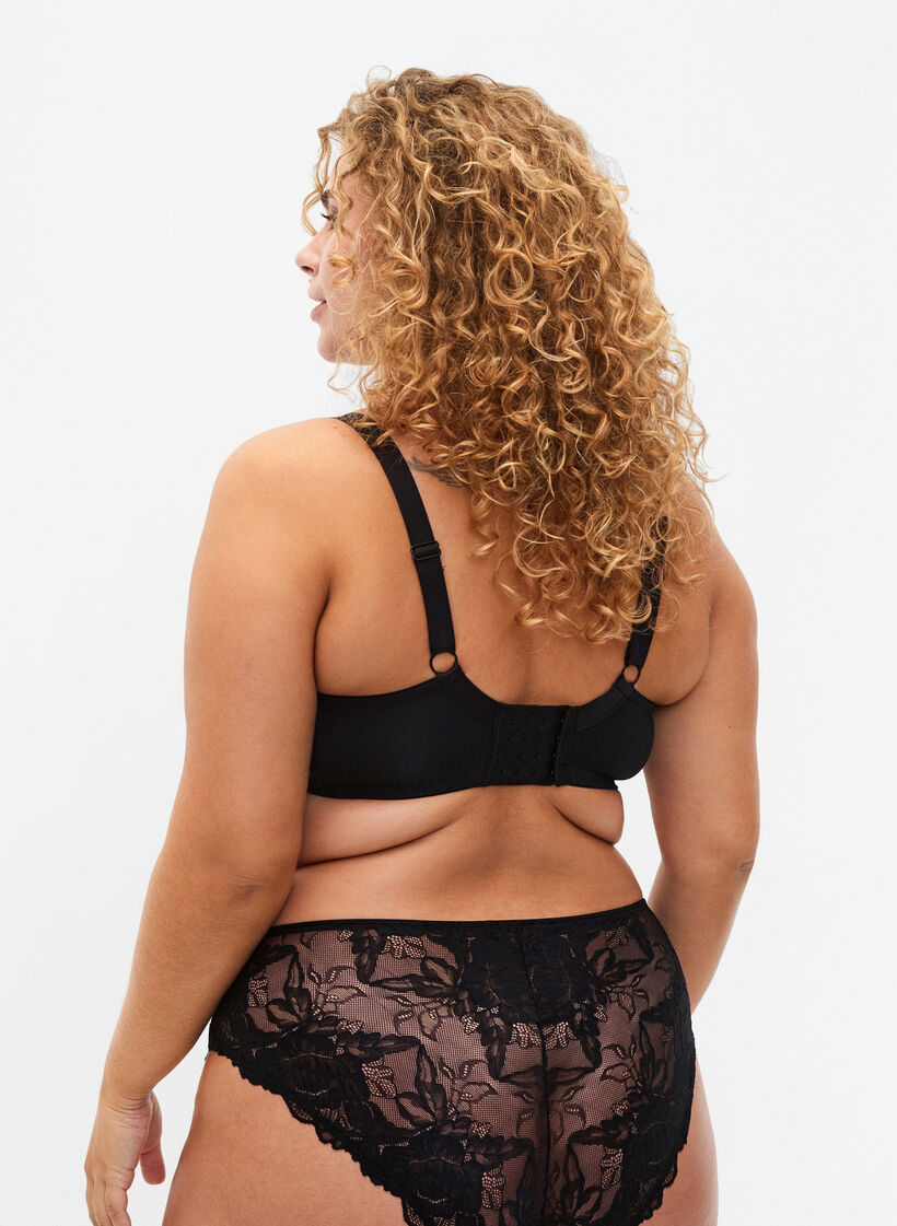 Soutien-gorge rembourré avec dentelle et lacet, Black, Model image number 1