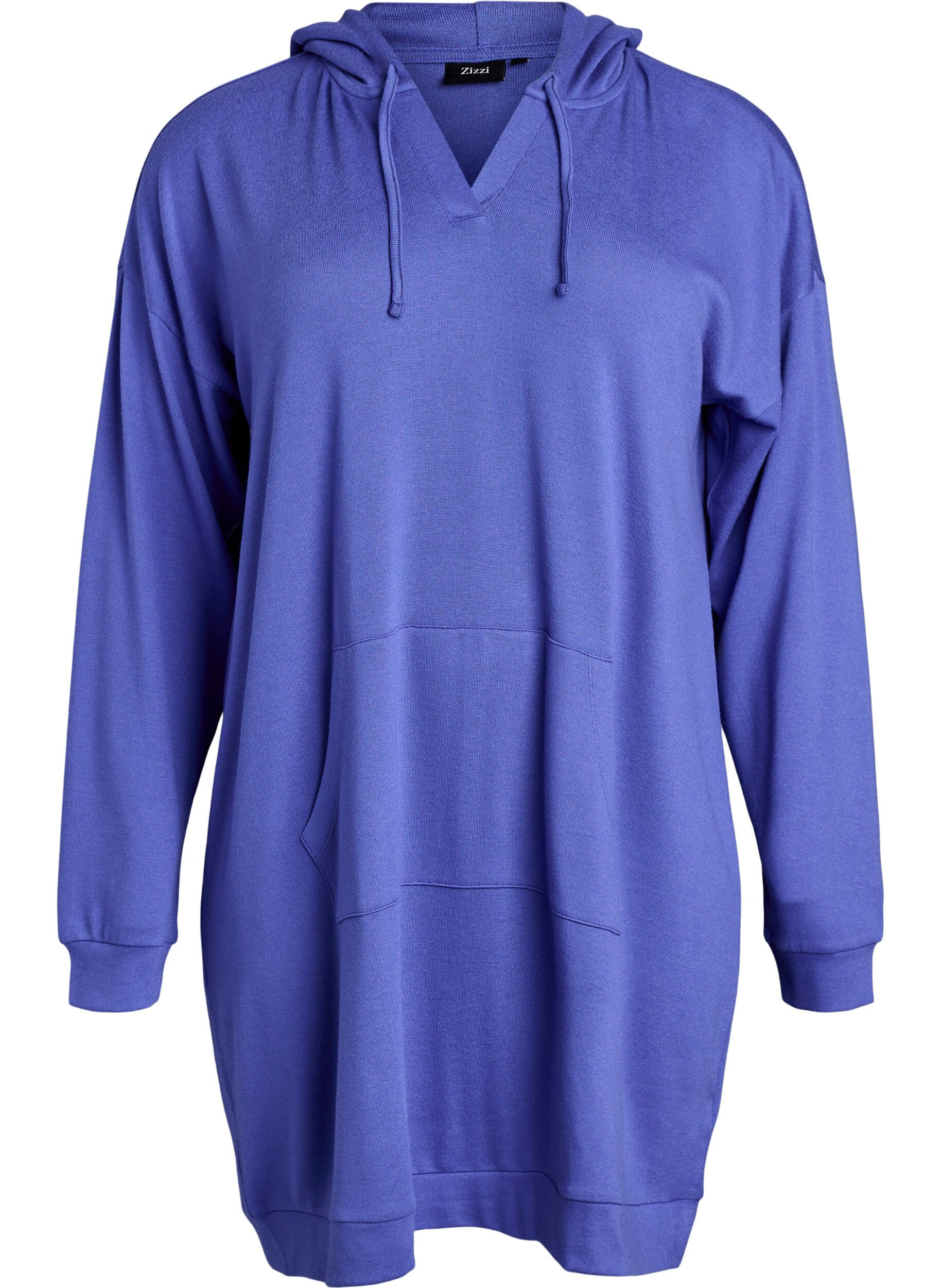 Robe sweat &agrave; capuche courte avec poche kangourou