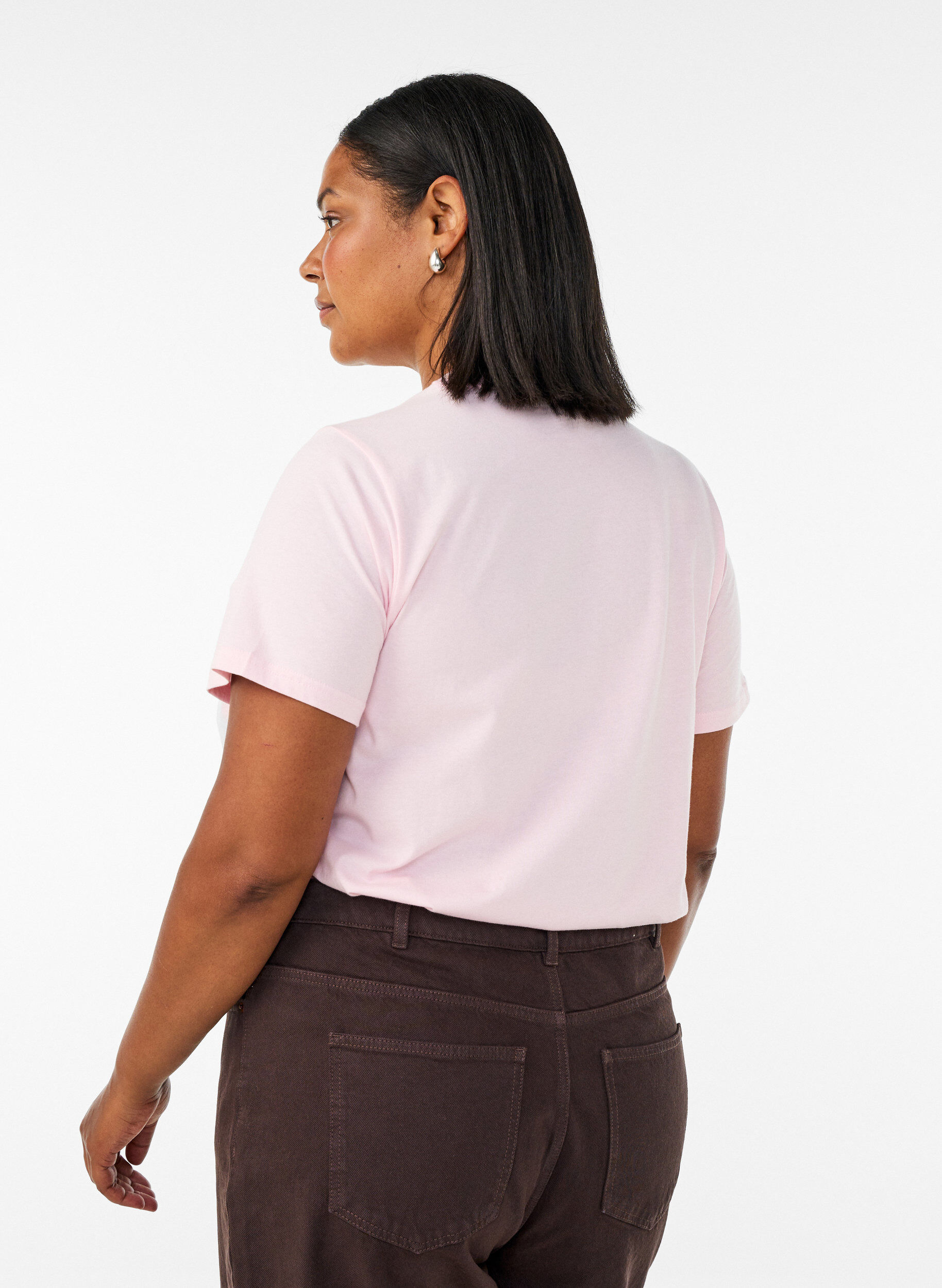 ZizziT-shirt en coton bio avec imprim&eacute; sur le devant, Rose, Model image number 2