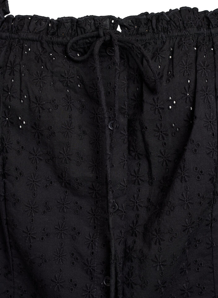 Chemisier sans manches avec broderie anglaise et volants, Noir, Packshot image number 2