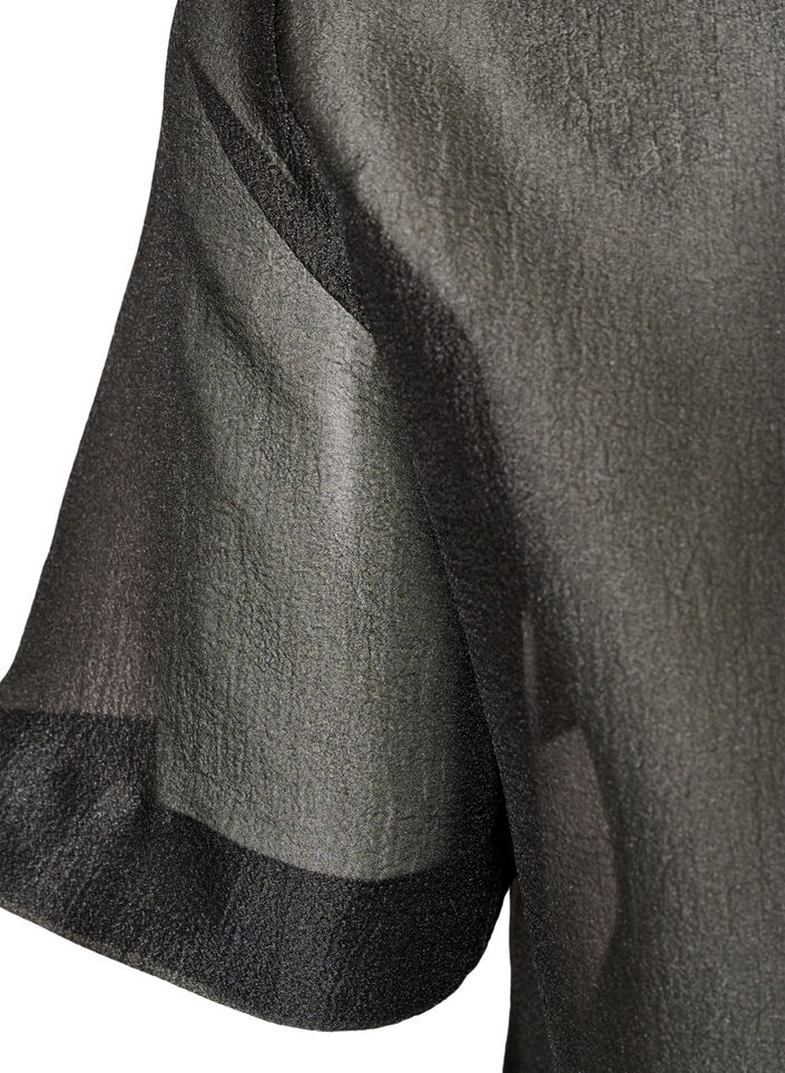 Chemise transparente &agrave; manches courtes avec poches poitrine, Noir, Packshot image number 4