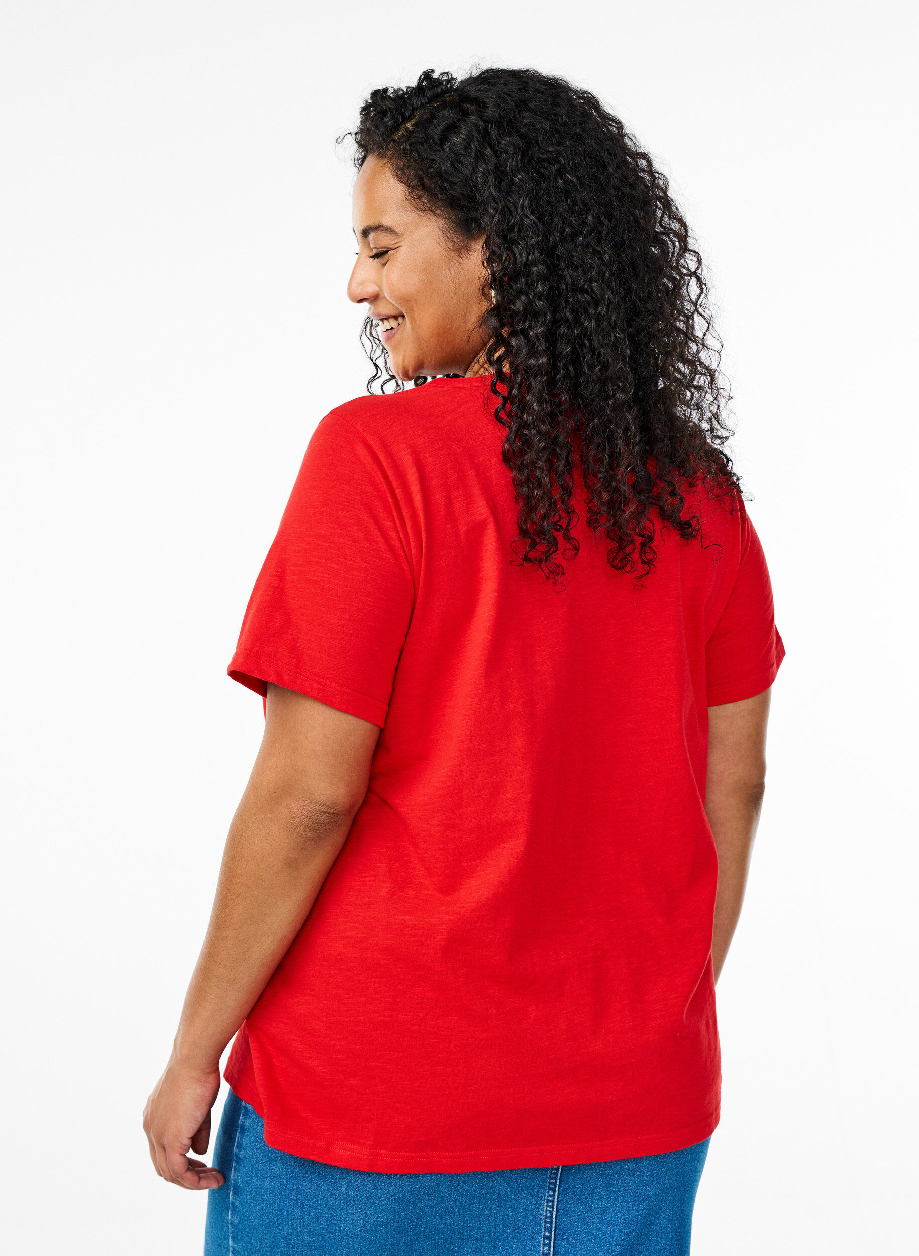 ZizziT-shirt dot&eacute; de boutons, Rouge, Model image number 2