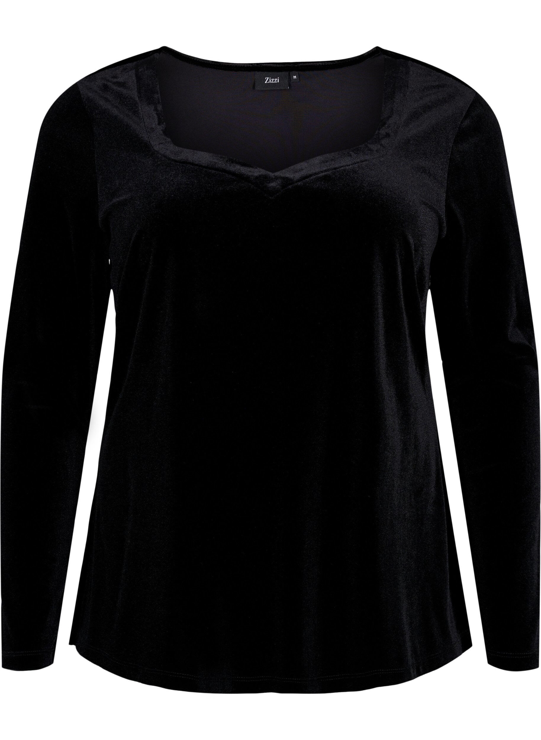 Zizzi Blouse en velours &agrave; manches longues, Black, Packshot image number 0