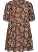 Robe courte coupe &eacute;vas&eacute;e avec col en V, Marron, Packshot image number 0