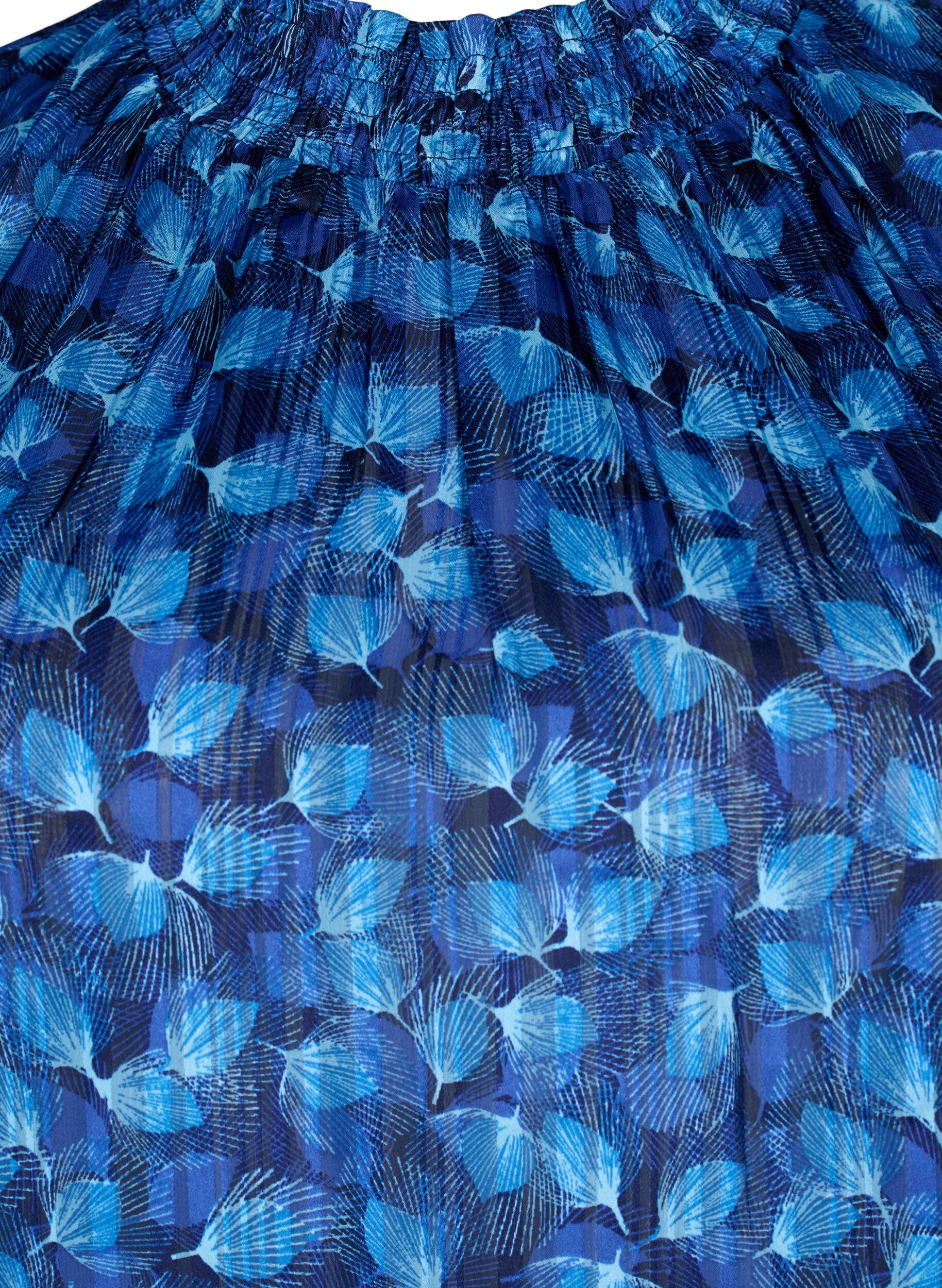 Zizzi Chemisier &agrave; manches courtes &agrave; smock avec imprim&eacute;, Navy Blazer Leaf AOP, Packshot image number 2