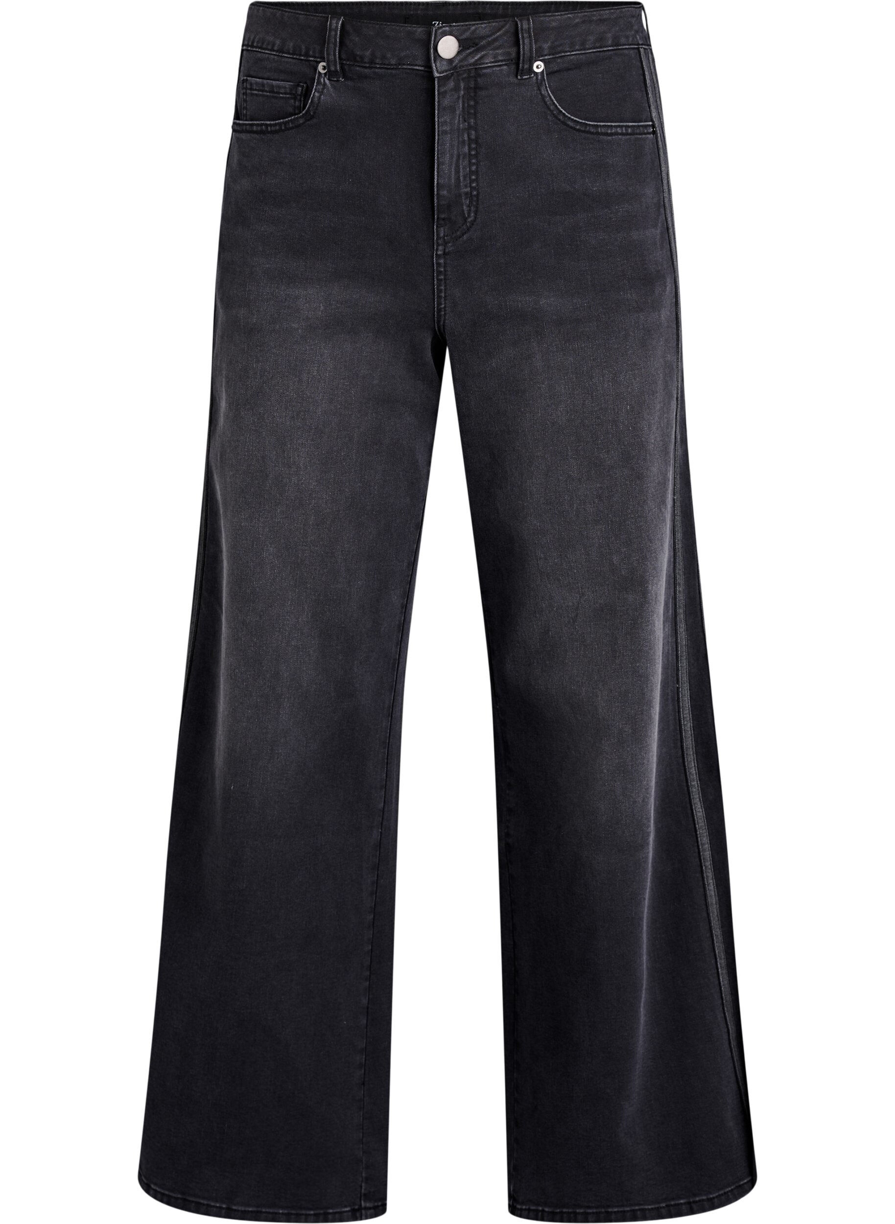 ZizziJean coupe ample avec d&eacute;tails verticaux en denim, Gris anthracite, Packshot image number 0