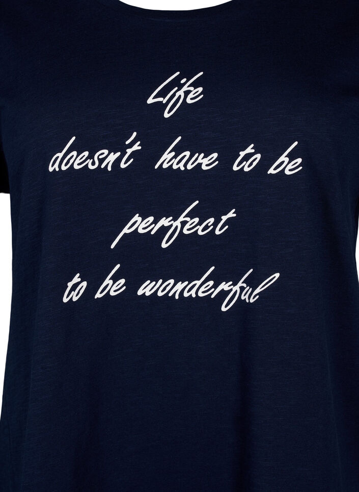 T-shirt imprimé en coton biologique, N.Sky w. White Print, Packshot image number 2