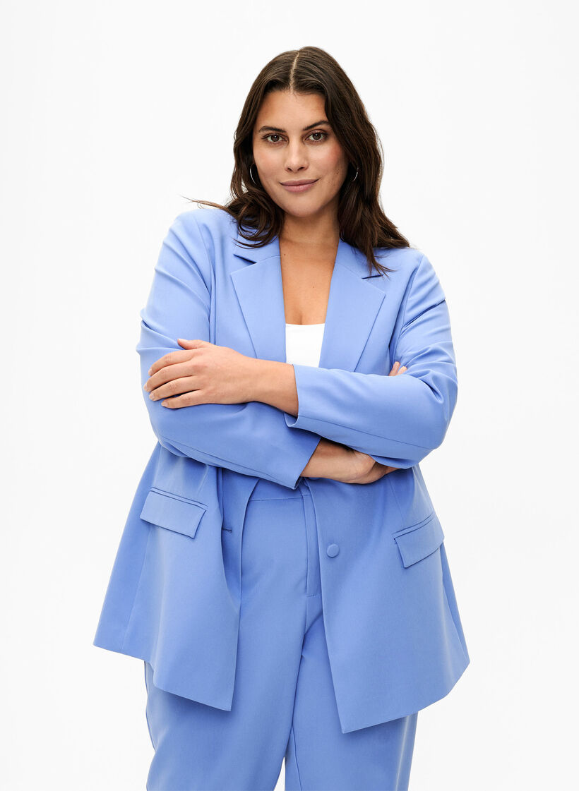 Blazer classique avec fermeture à boutons, Wedgewood, Model image number 0