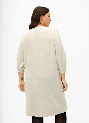 Robe en tricot avec manches 3/4 bouffantes, Pumice S./White Mel., Model image number 1