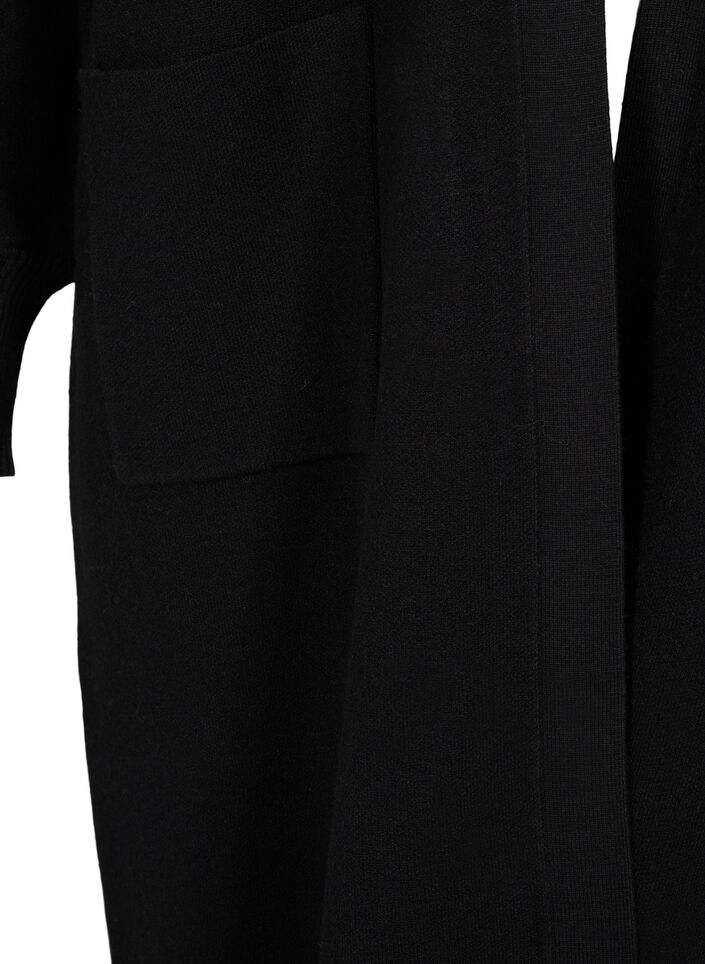 Cardigan long en tricot avec poches, Black, Packshot image number 3