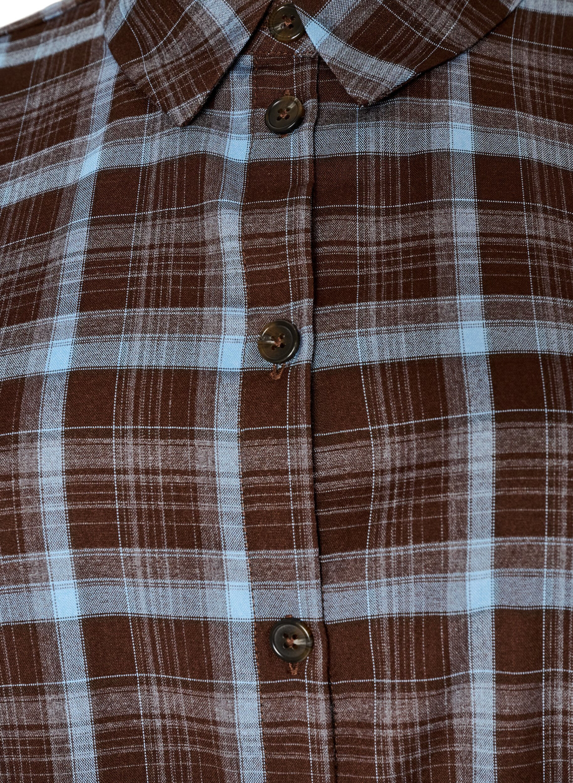 ZizziRobe-chemise mi-longue avec un motif &agrave; carreaux, Marron, Packshot image number 2