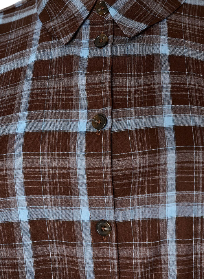 Robe-chemise mi-longue avec un motif &agrave; carreaux, Marron, Packshot image number 2