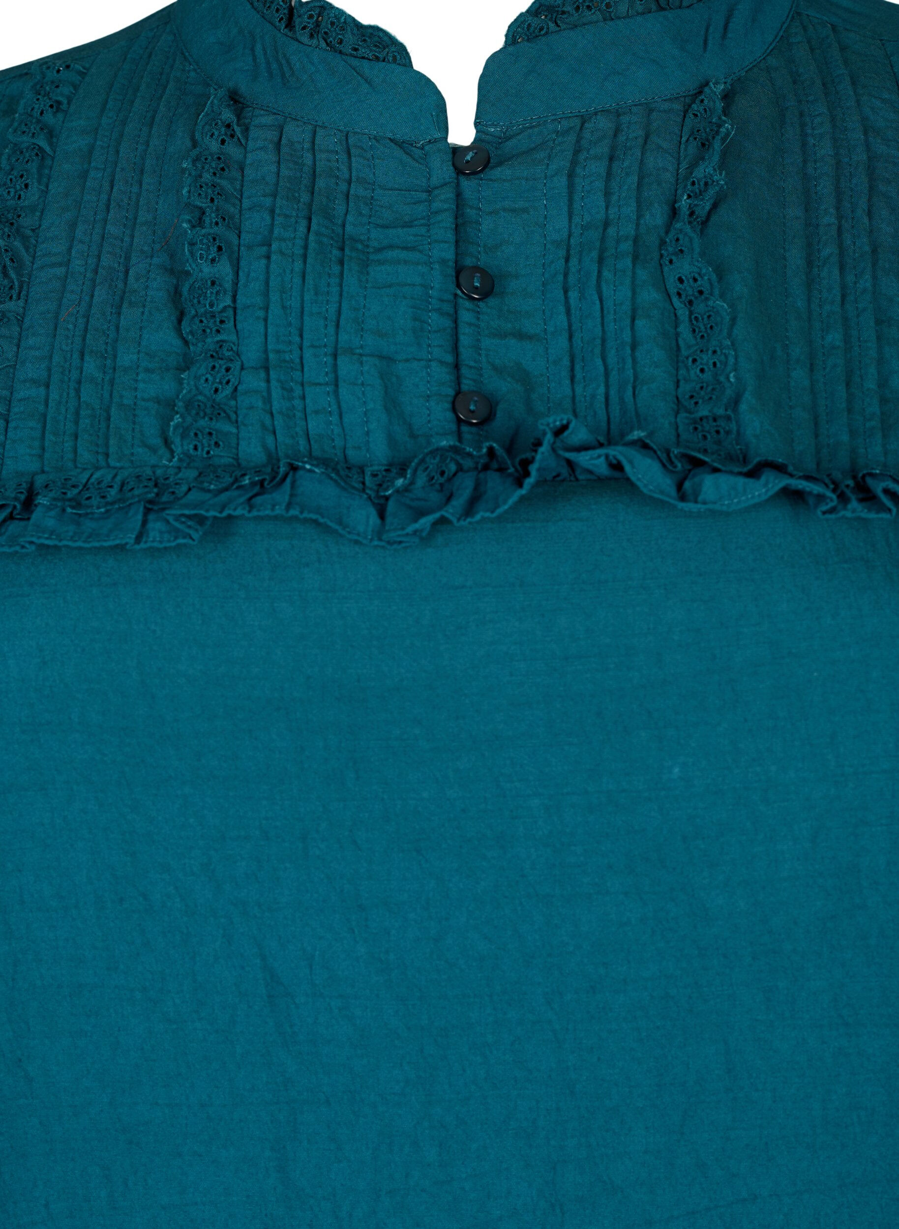 Zizzi Robe en viscose avec broderie anglaise et volants, Reflecting Pond, Packshot image number 2