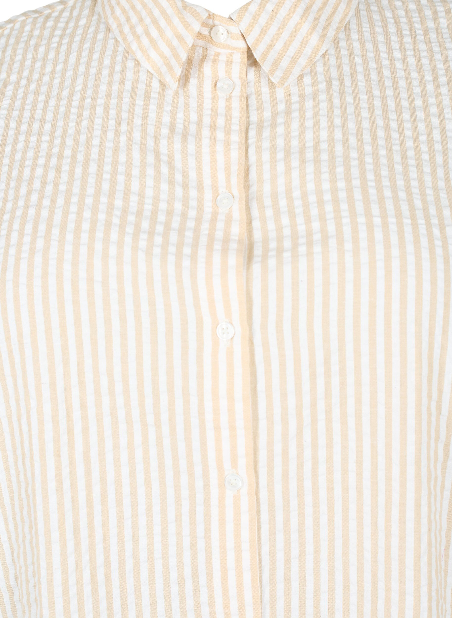 Zizzi Chemise longue &agrave; rayures en coton, White/Natrual Stripe, Packshot image number 2