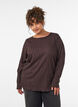 Blouse en jersey ondul&eacute;, Marron, Model image number 0