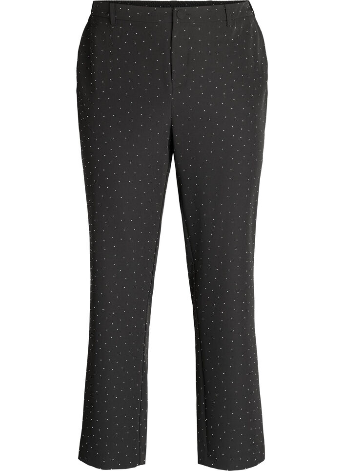 Pantalon taille haute avec des strass, Noir, Packshot image number 0